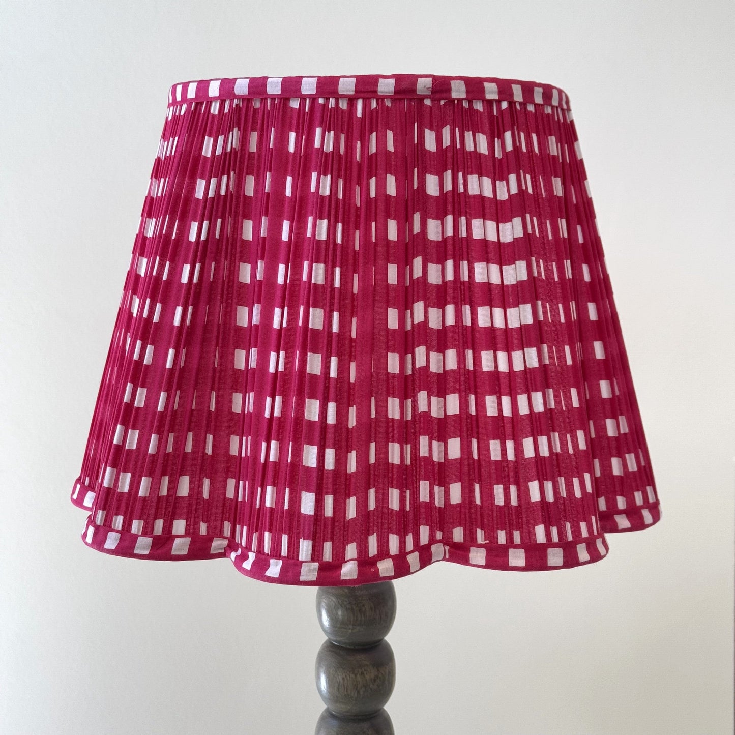Empire Scalloped Lampshade - Cherry Check
