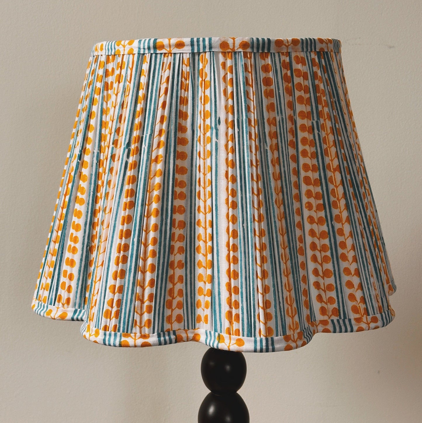 Empire Scalloped Lampshade - Corn Seed Pods on Azure