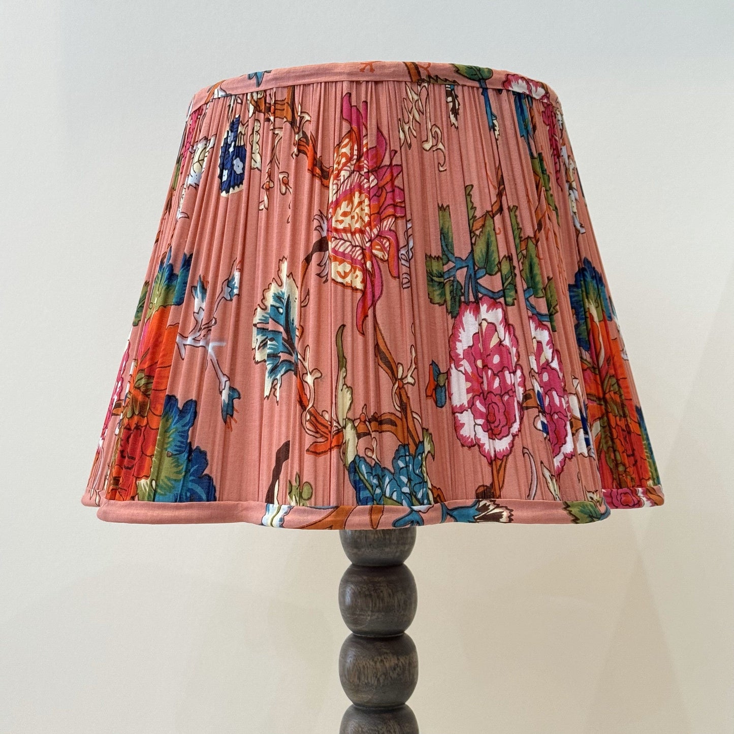 Empire Scalloped Lampshade - Flowers on Dusty Rose