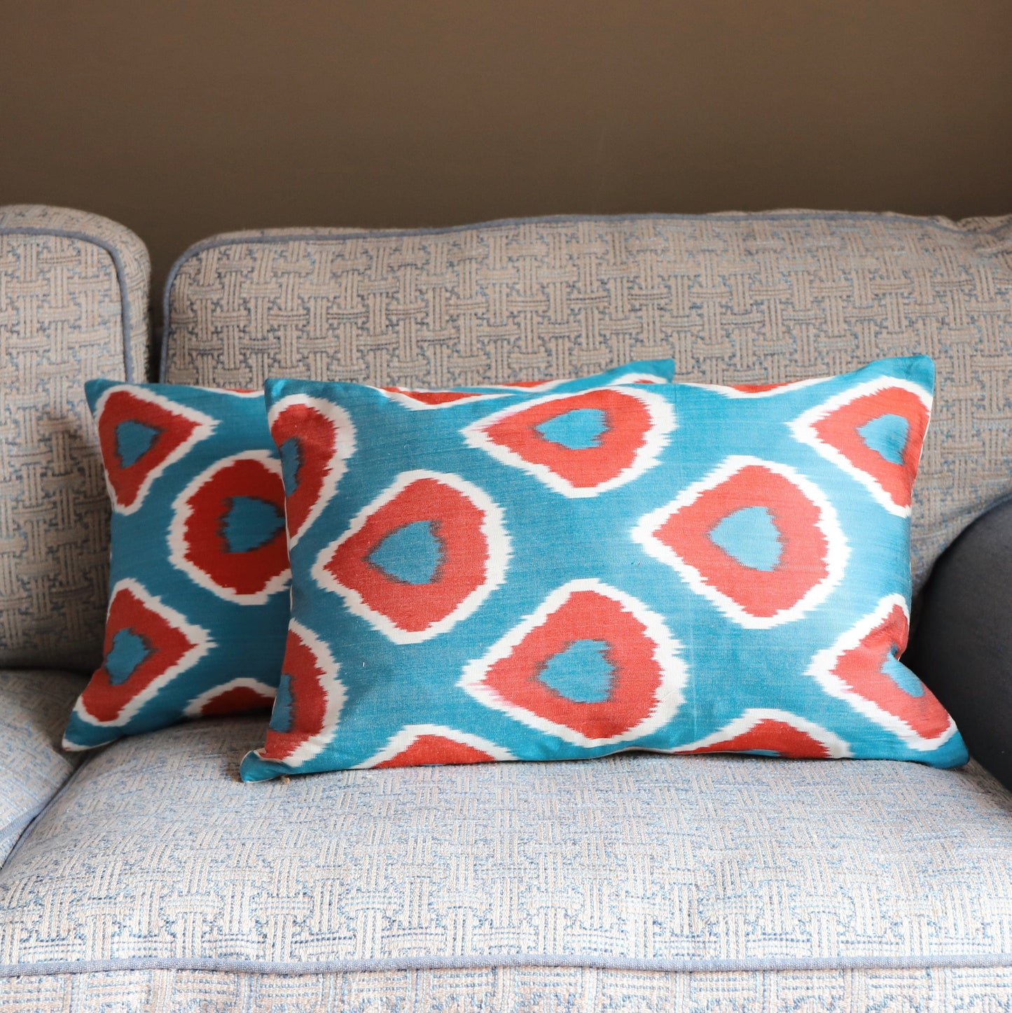 Cushions Silk Cushion - Cerulean & Claret 20085