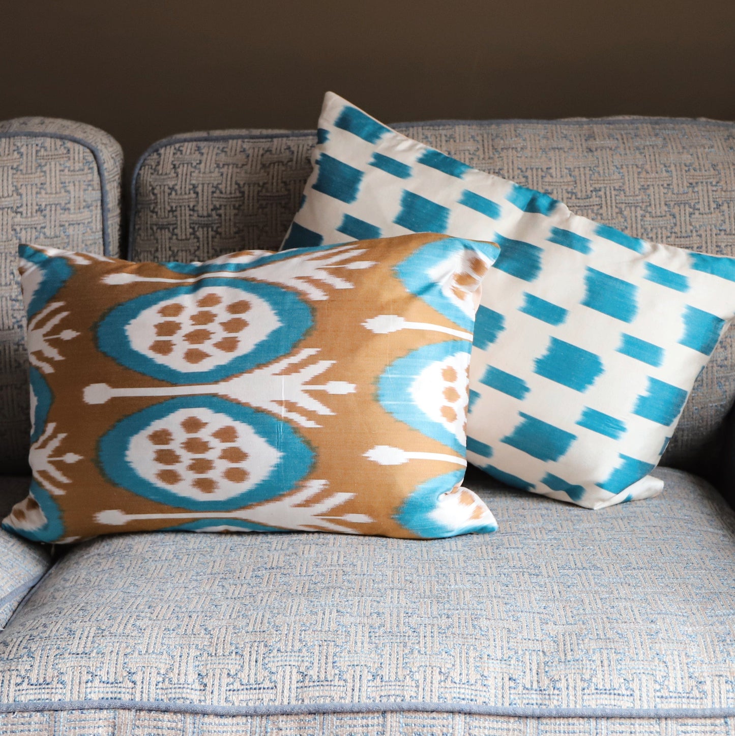 Cushions Silk Cushion - Gold & Blue Pomegranate 20077