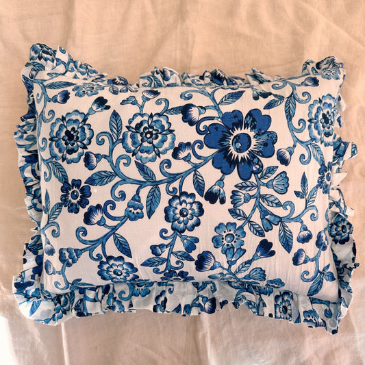 Cushions Small Ruffle Cushion - All the Blues Botanical 20364