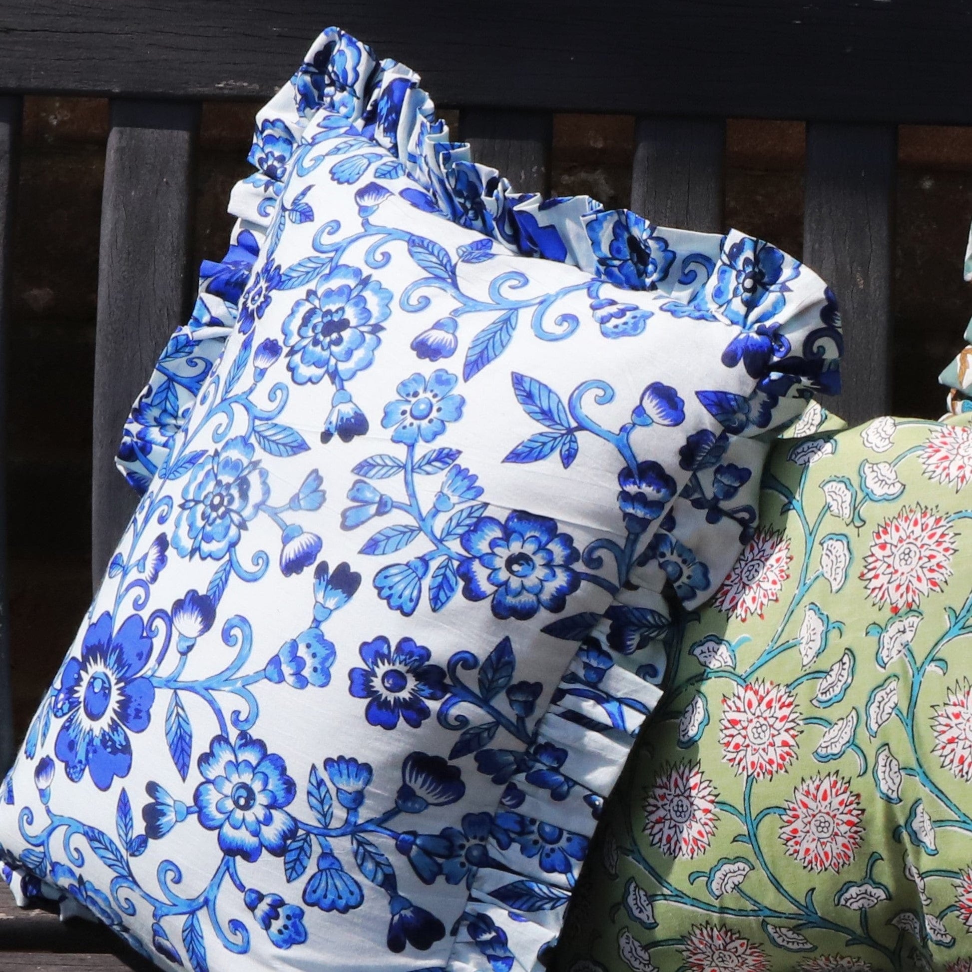 Cushions Small Ruffle Cushion - All the Blues Botanical 20364