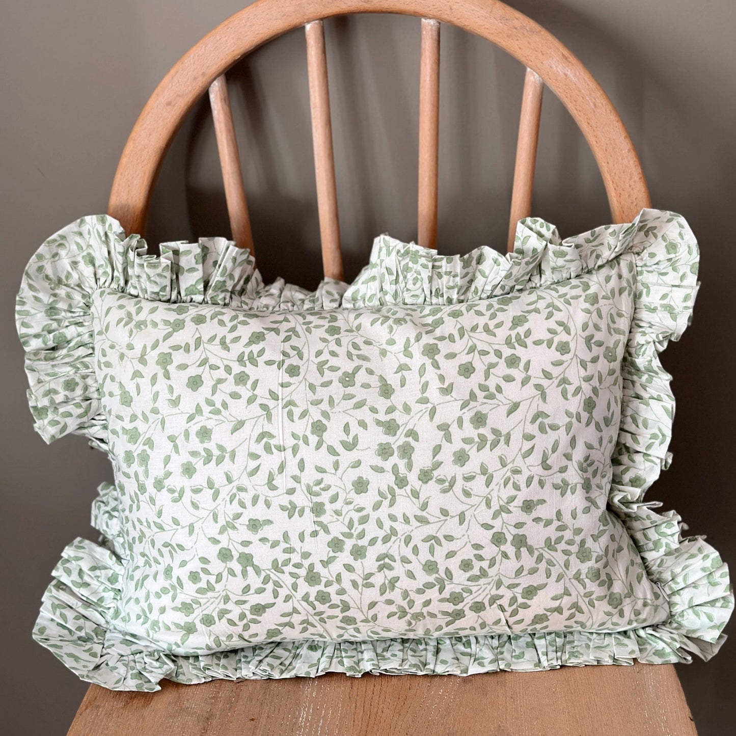 Cushions Small Ruffle Cushion - Leafy Soft Green 21492