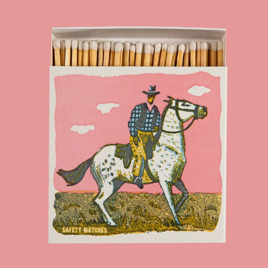 Matches in Pots Square Matchbox - Pink Cowboy 29018