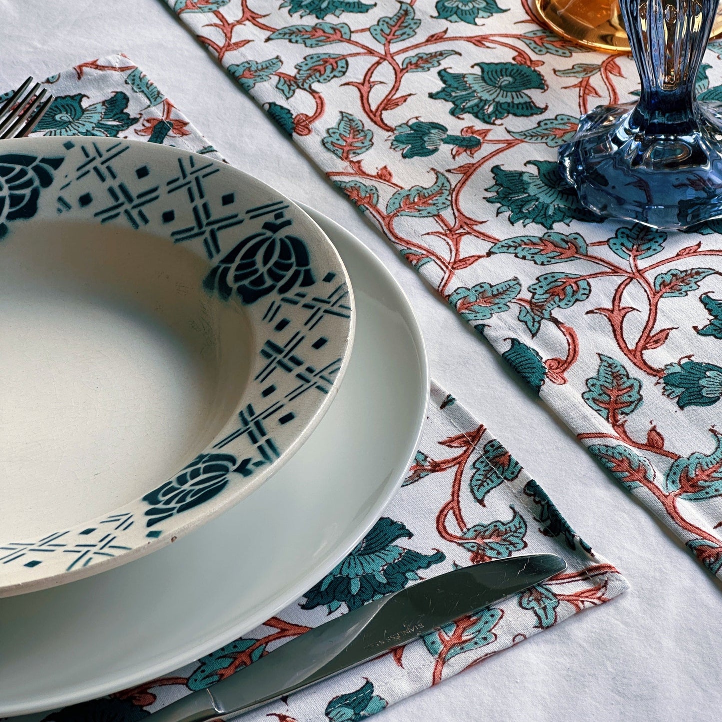 Tablecloths & Napkins Table Runner - Teal & Russet Climber 21384