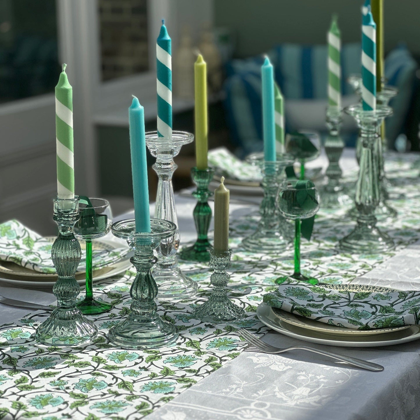 Tablecloths & Napkins Table Runner - Turquoise & Green Climber 21383