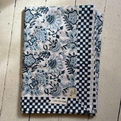 Tablecloths Tablecloth - Blue Botanical with Check Border