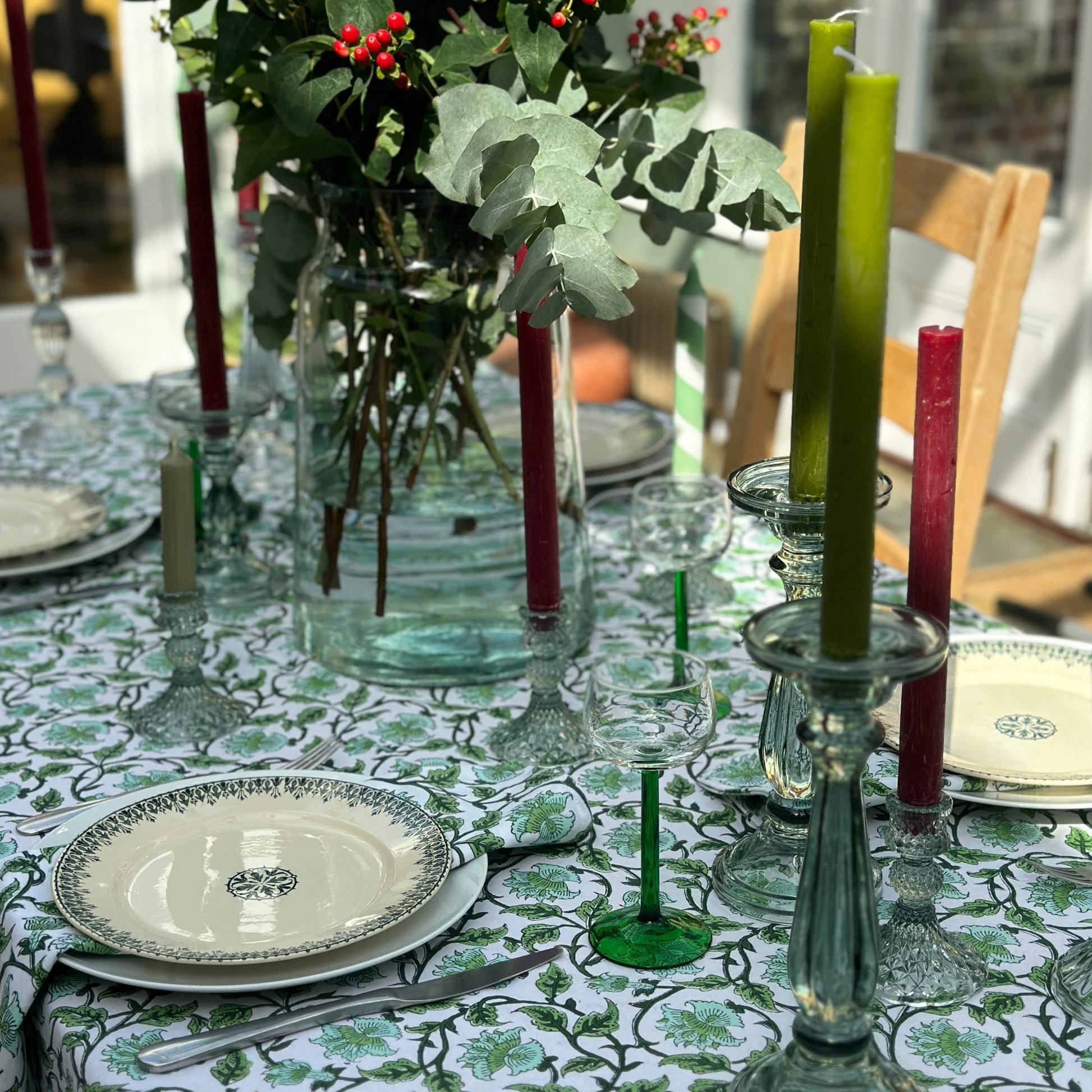 Tablecloths & Napkins Tablecloth - Turquoise & Green Climber