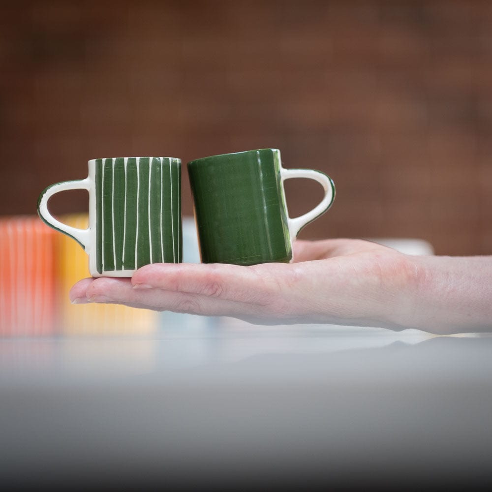 Chinaware TEST Musango Espresso Cups - Colour w White Stripe Moss 21093