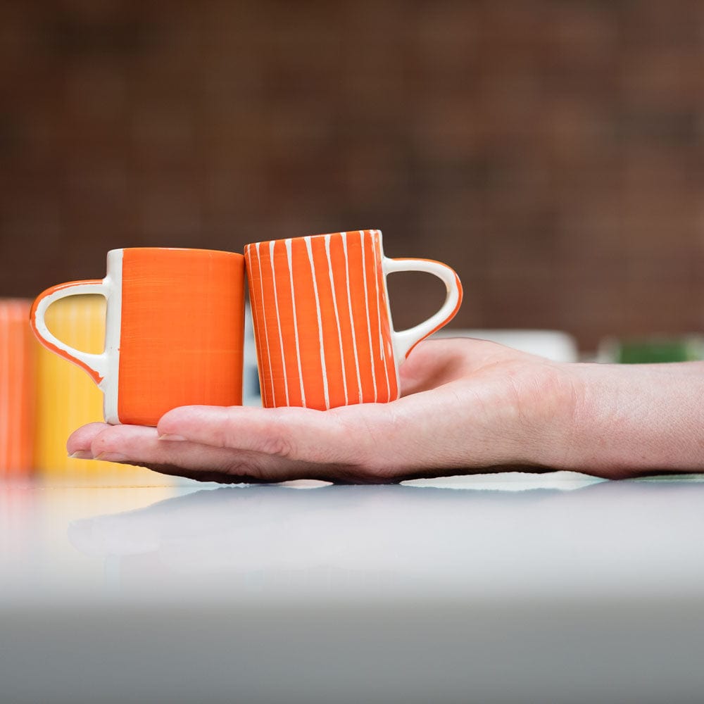 Chinaware TEST Musango Espresso Cups - Colour w White Stripe Tangerine 21095