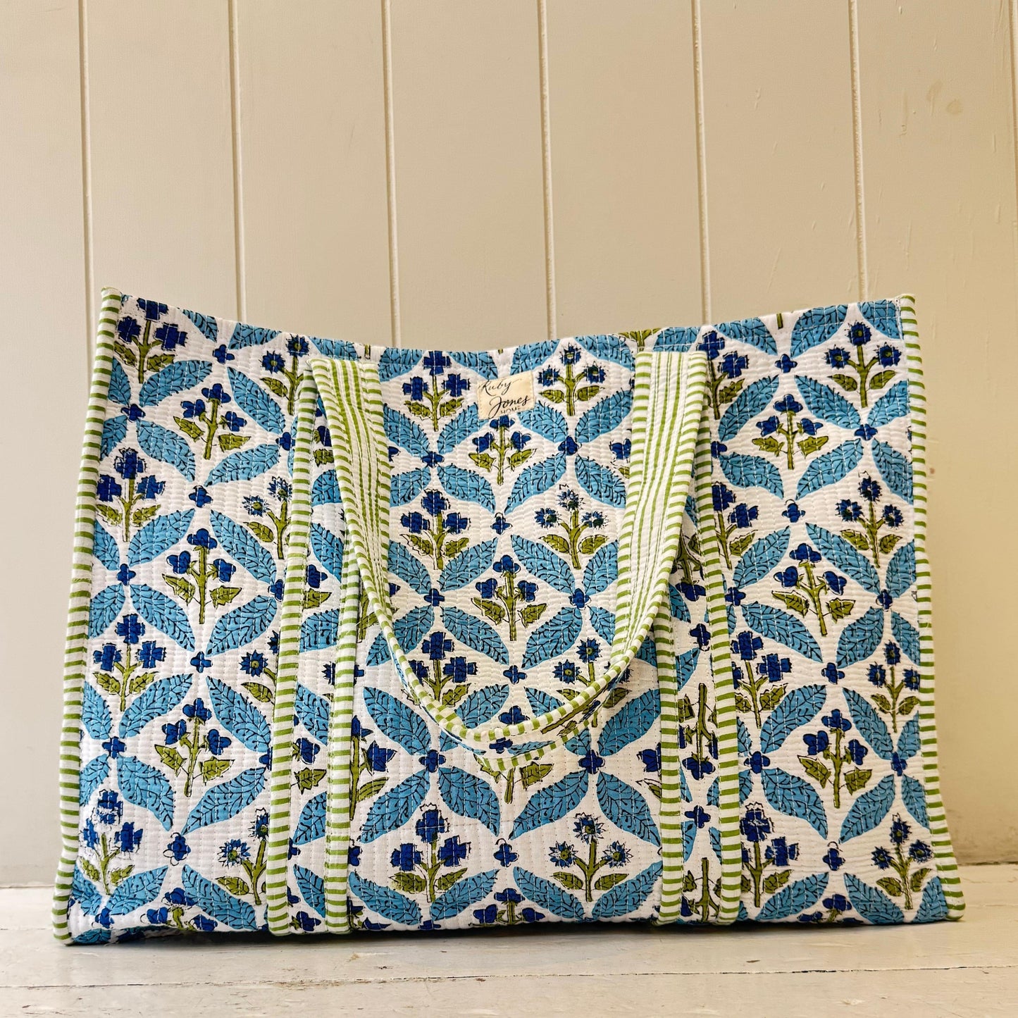Tote Bags Tote - Blue Wildflowers Trellis 24280