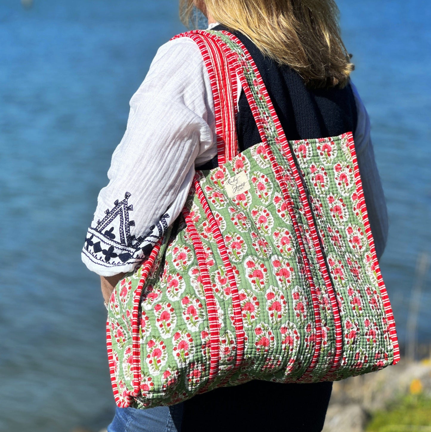 Other Bags Tote - Country Flowers with Red Stripe Details 22331