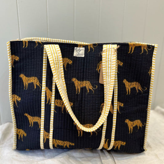 Tote Bags Tote - Gold Cheetahs on Black 24752