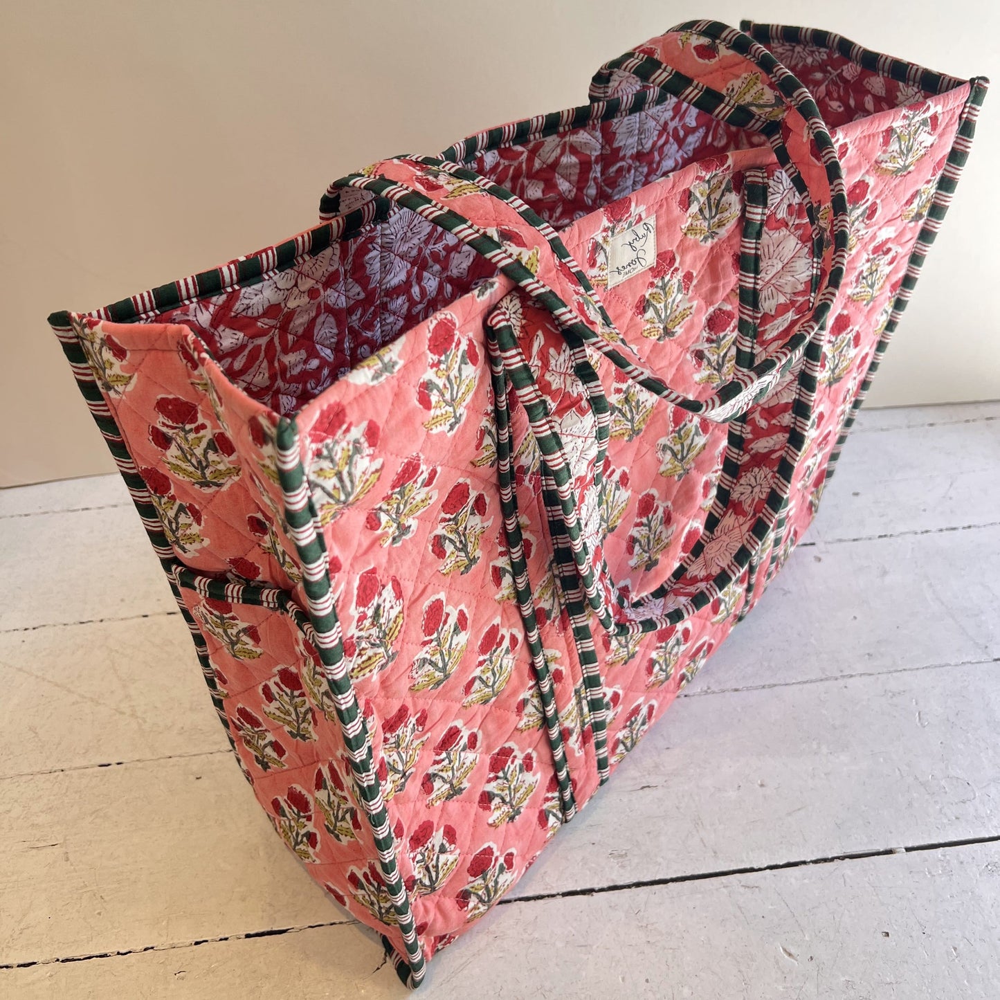 Tote Bags Tote - Red Poppies on Coral 28187
