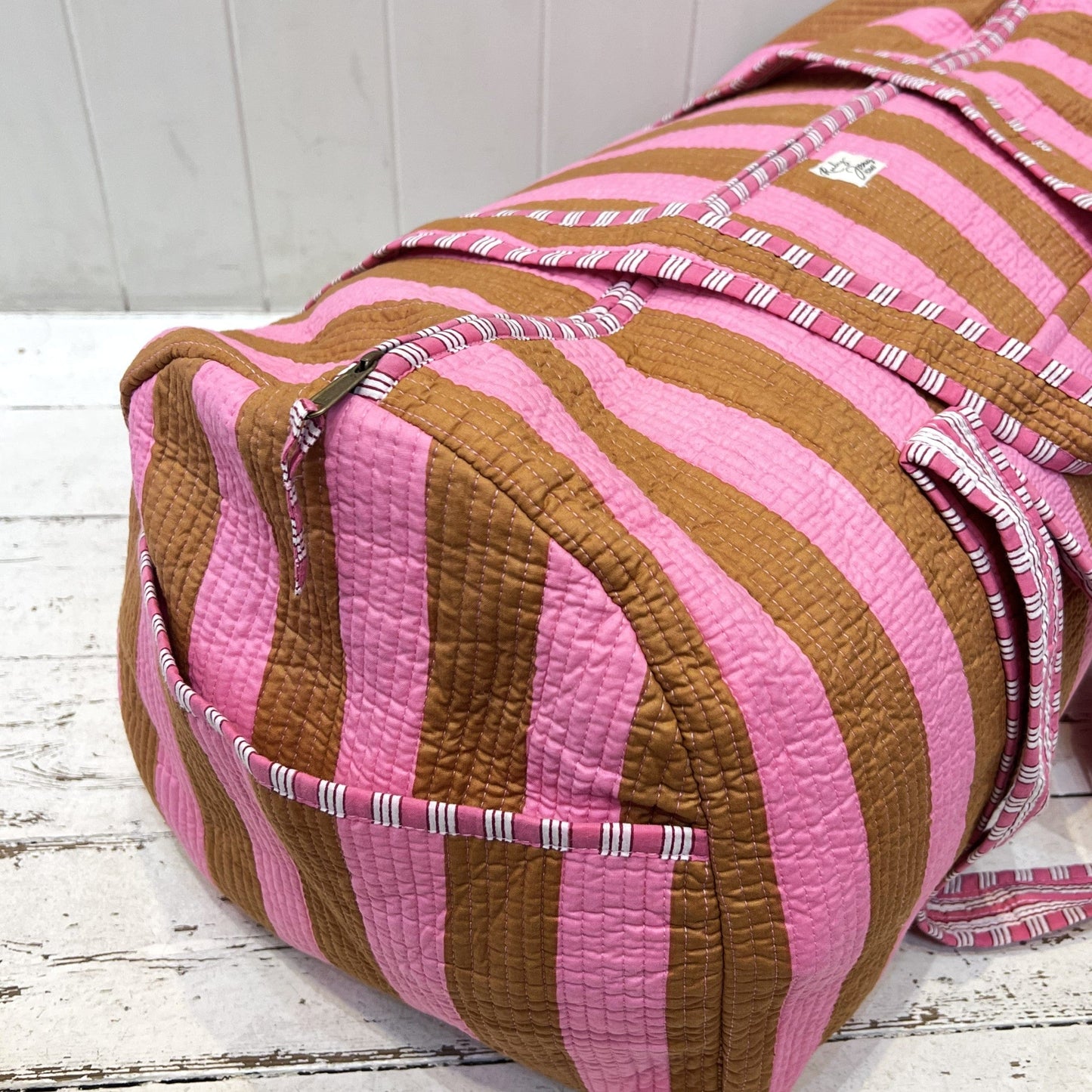 Weekender Bags Weekender - Caramel & Pink Wide Stripe 26713