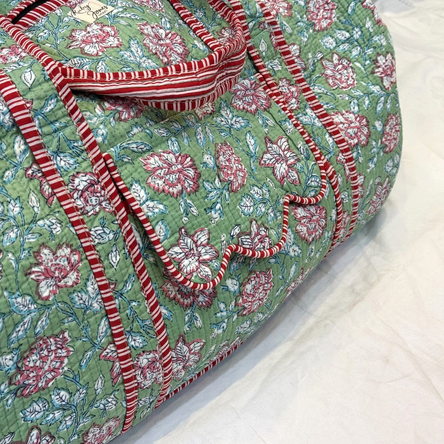 Weekender Bags Weekender - Pink Climbing Flowers on Mint 25078