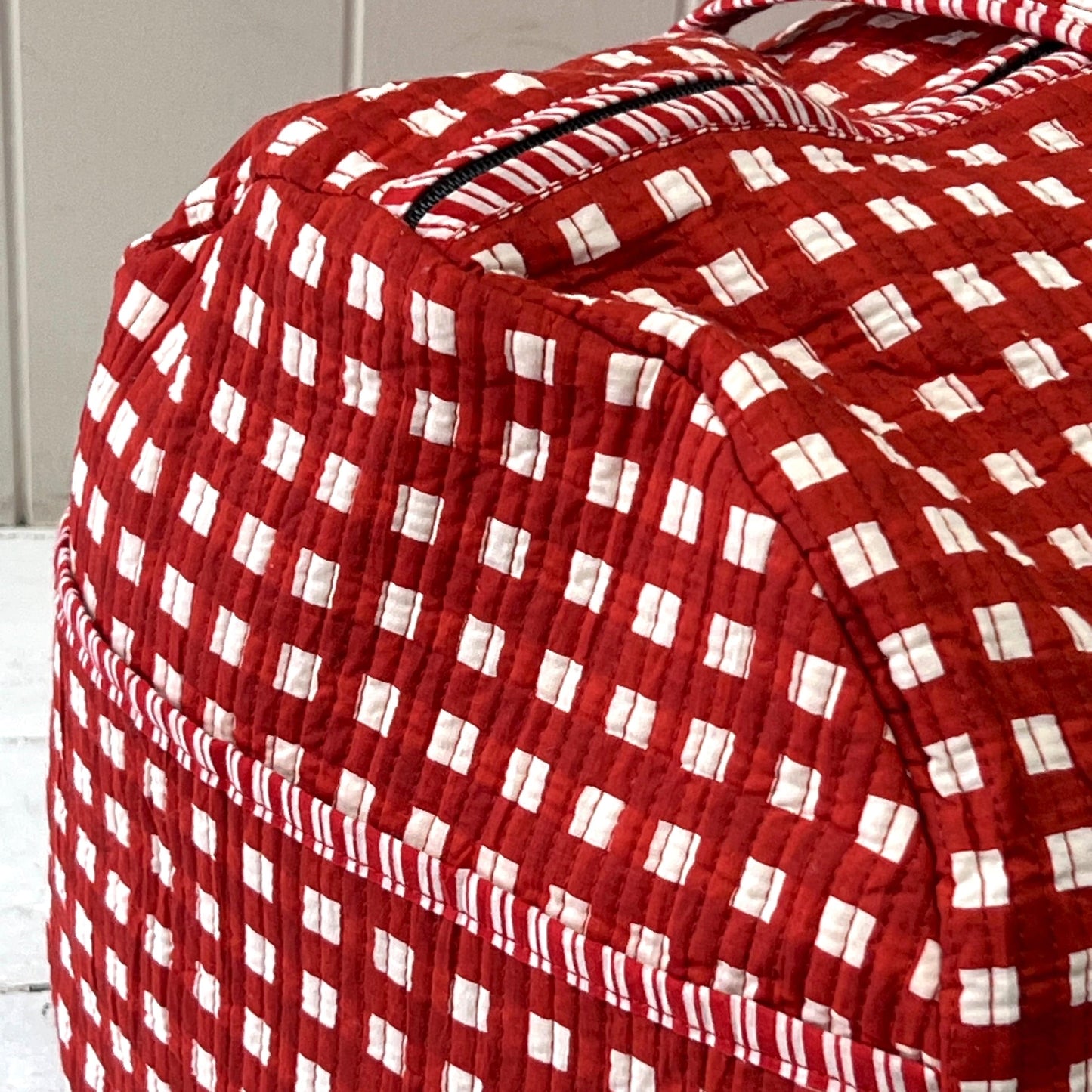 Weekender Bags Weekender - Red Check with Red Stripe Piping 25671