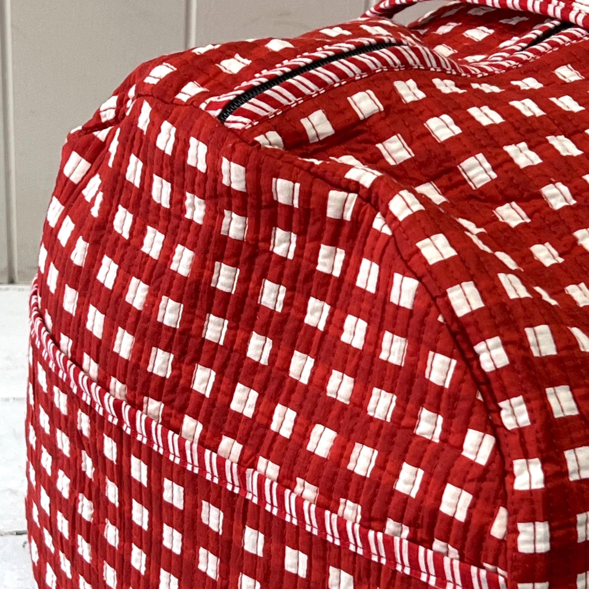 Weekender Bags Weekender - Red Check with Red Stripe Piping 25671