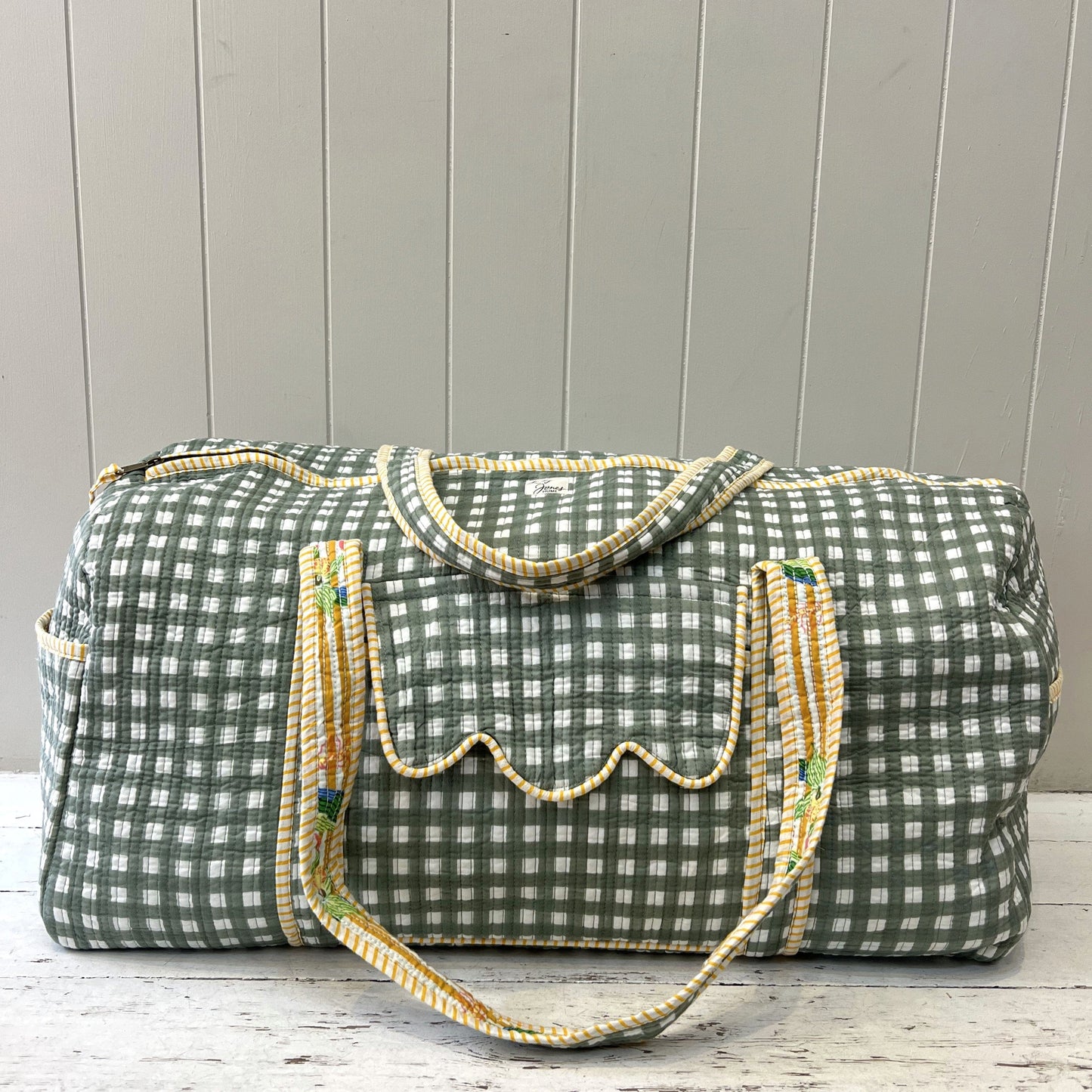 Weekender Bags Weekender - Sage Check with Yellow Stripe Piping 25672