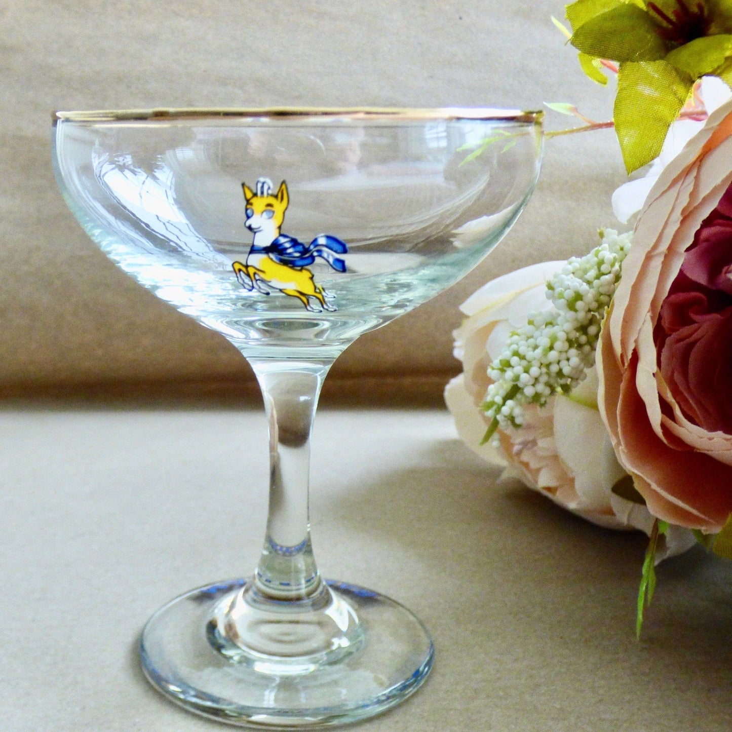 Kempton Glassware Babycham Glass 1970's - Yellow Deer 19419