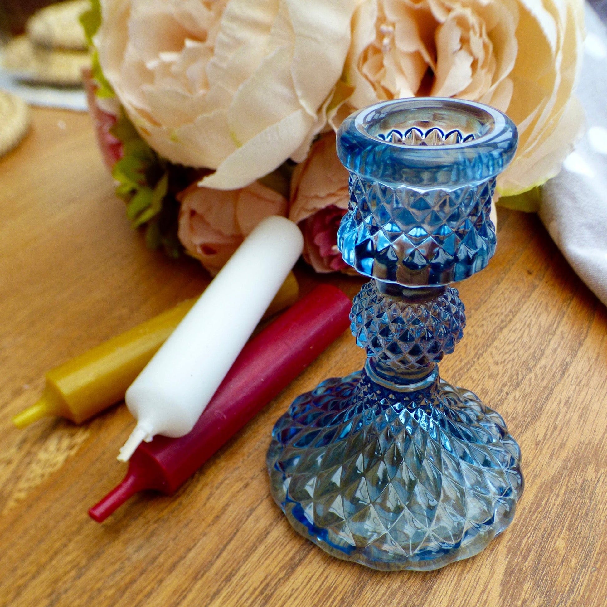 Candlesticks & Candleholders Candlestick - Harlequin 10cm Blue 18737