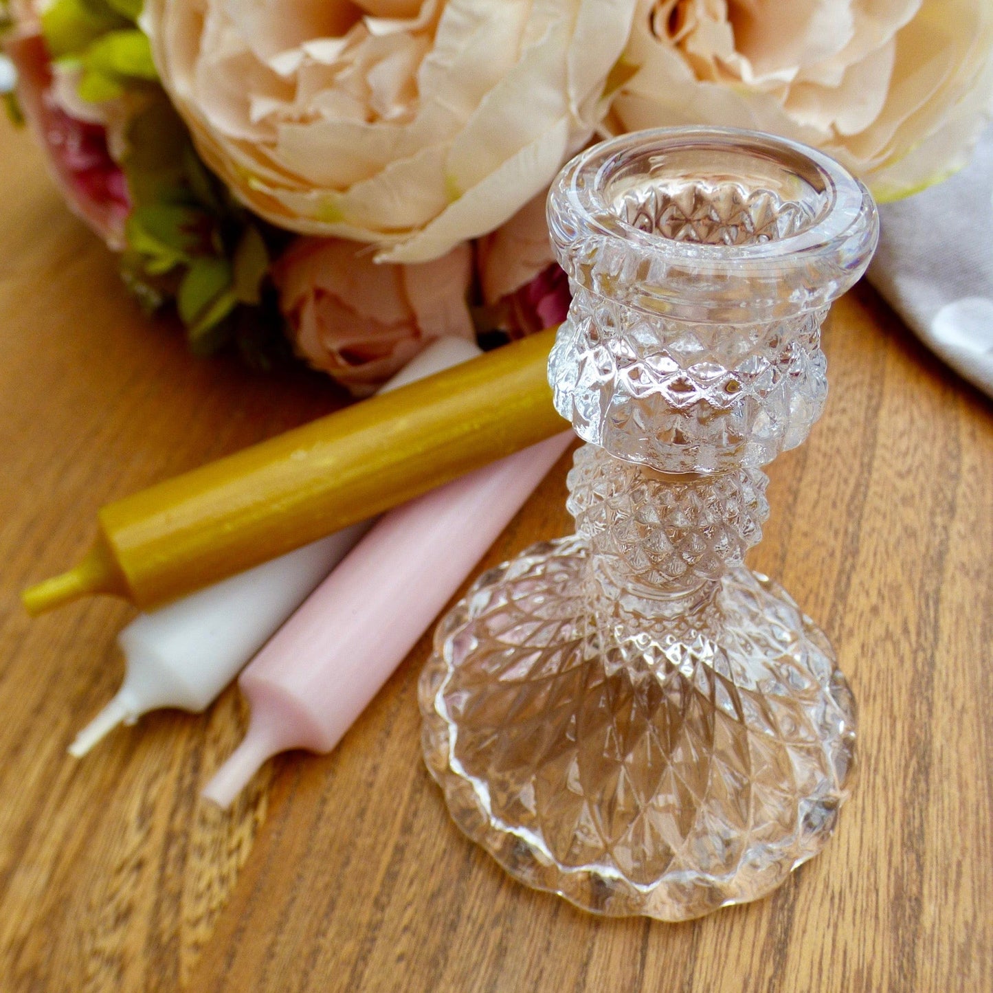 Candlesticks & Candleholders Candlestick - Harlequin 10cm Clear 17520