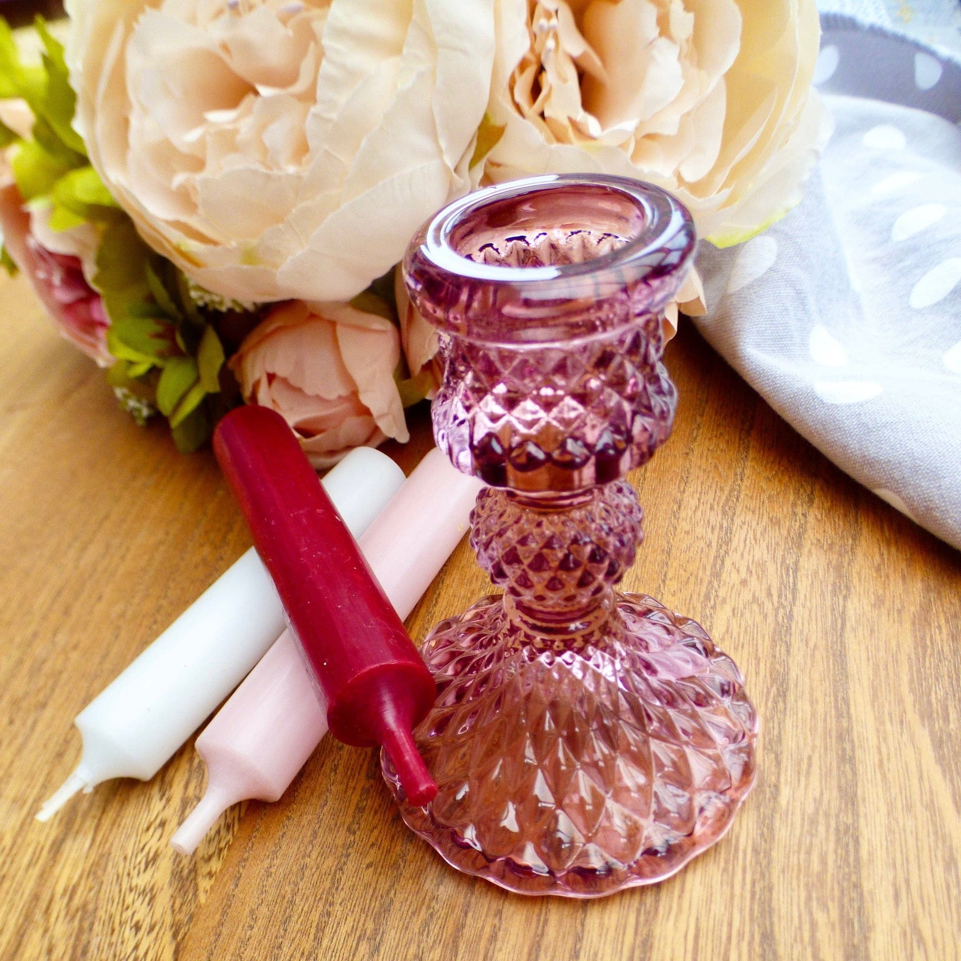 Candlesticks & Candleholders Candlestick - Harlequin 10cm Pink 17521