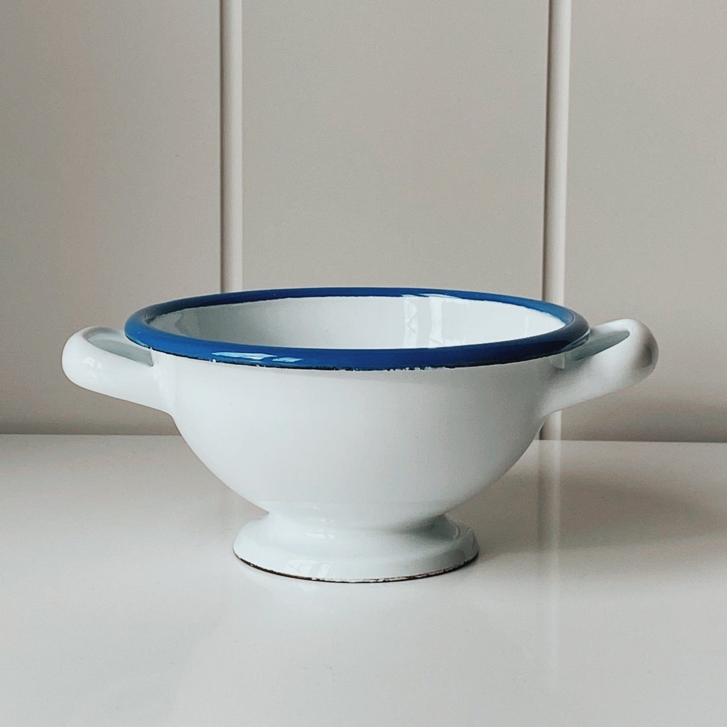 Home Cook Wholesale Kitchenalia Enamel Colander - Blue/White Mini 12727