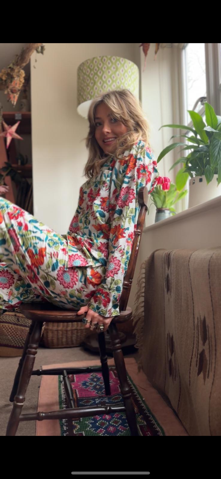 Pyjamas Fine Cotton PJ's - Full Set - Brights on white