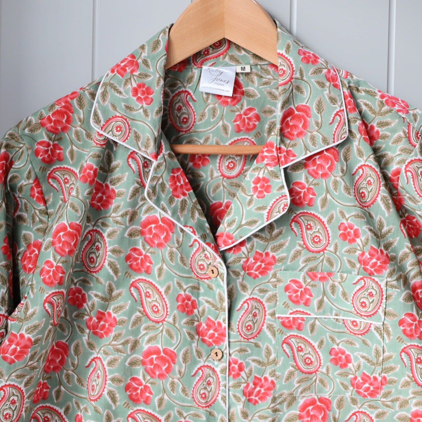 Pyjamas Fine Cotton PJ's - Full Set - Fern and Crimson