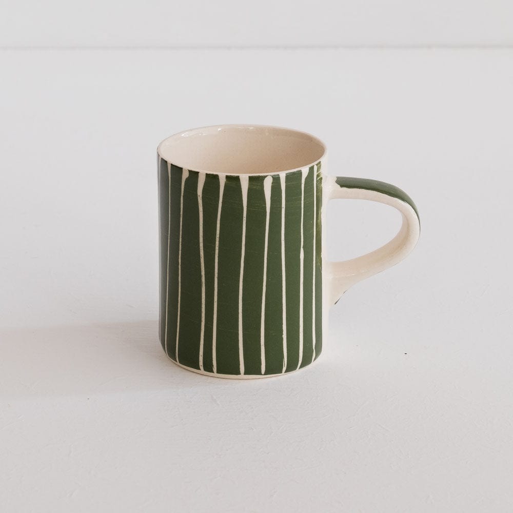 Musango Chinaware Musango Demi Mugs Colour w White Stripe / Moss Green 11999A