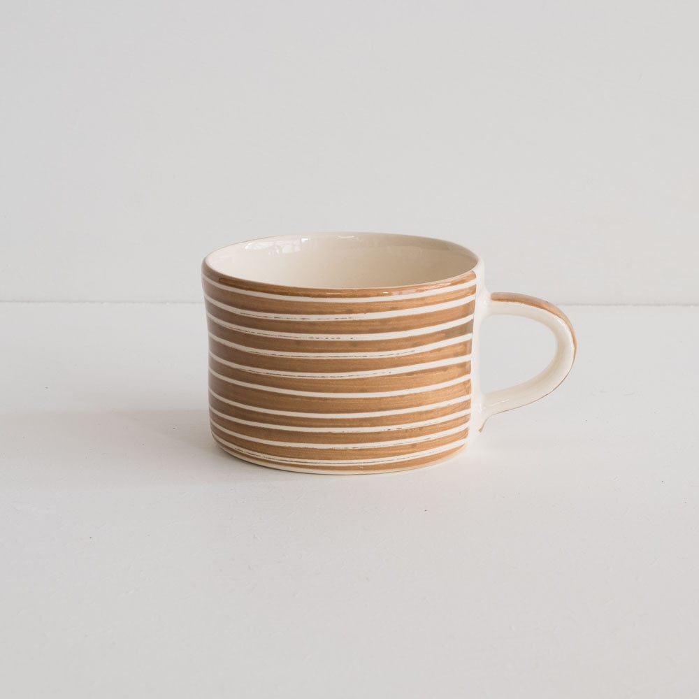 Chinaware Musango Mugs Colour w White Stripe / Latte 12258