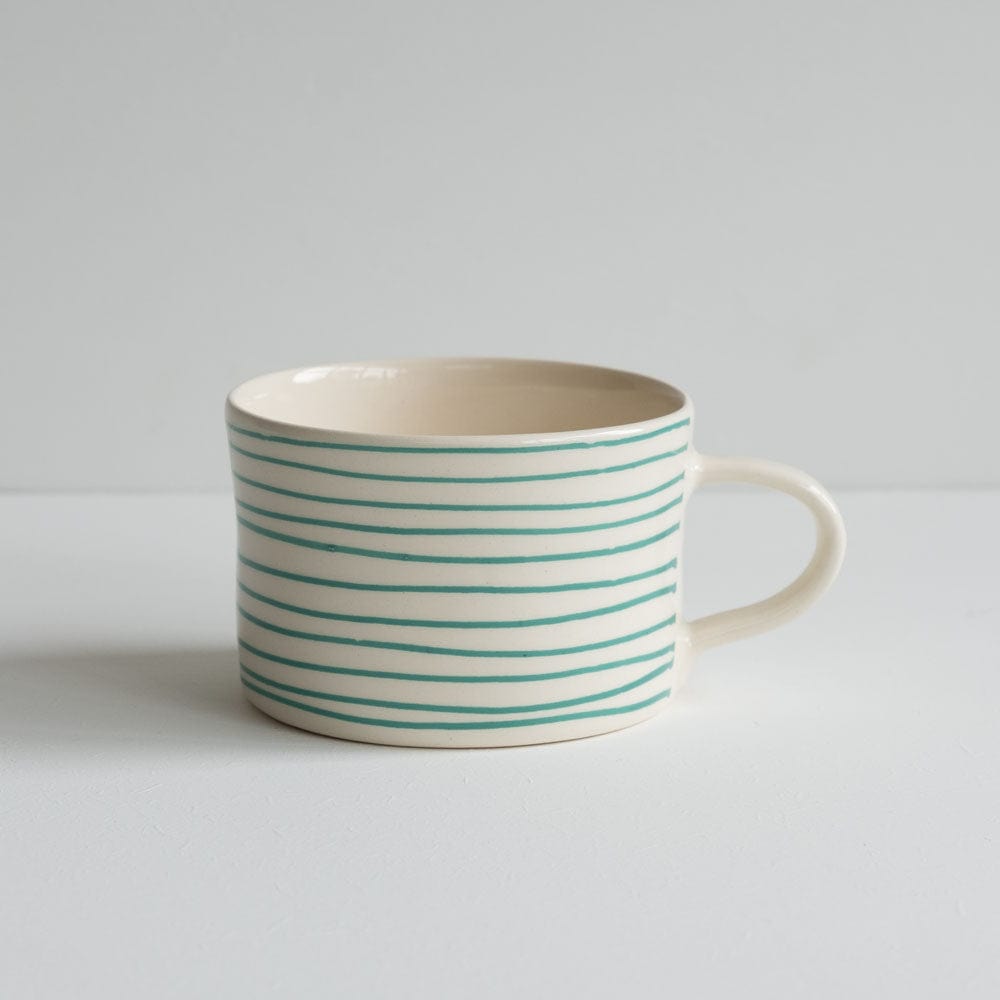 Chinaware Musango Mugs White w Colour Stripe / Mint 18707