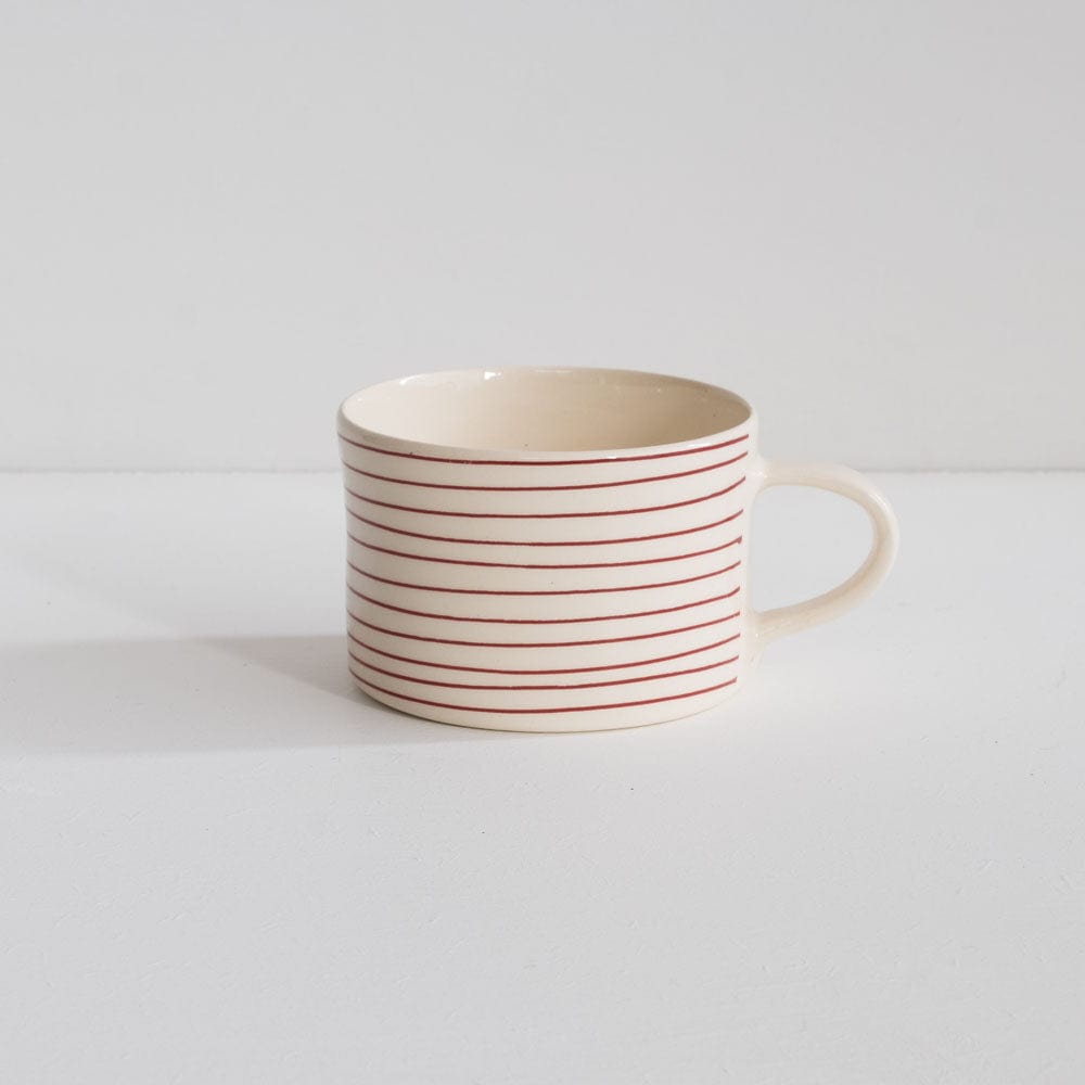 Chinaware Musango Mugs White w Colour Stripe / Paprika 17984