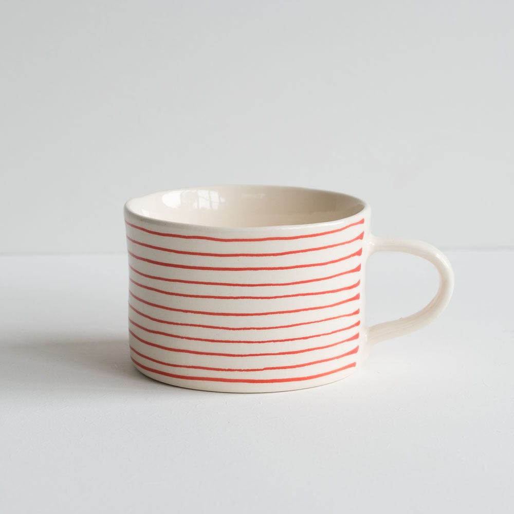 Chinaware Musango Mugs White w Colour Stripe / Red 18705