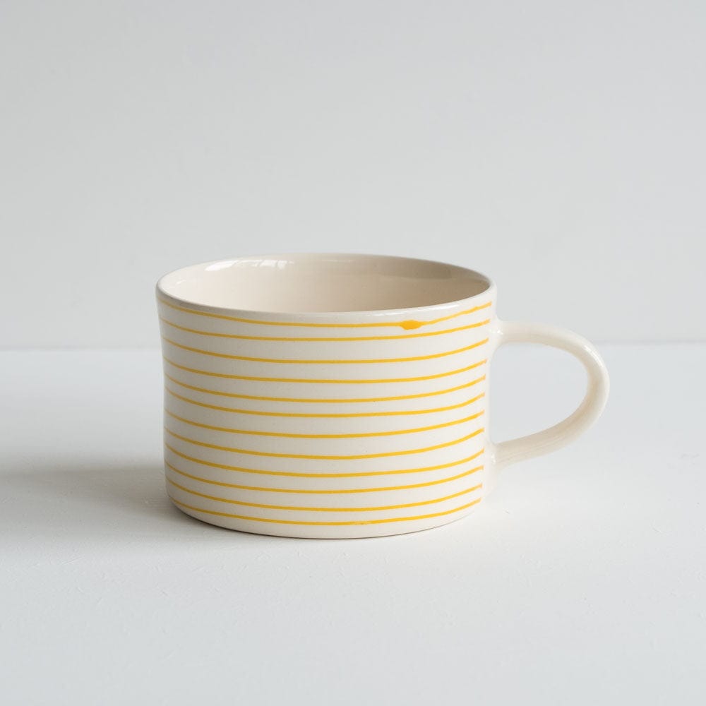 Chinaware Musango Mugs White w Colour Stripe / Turmeric 17979