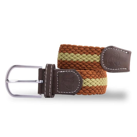 Woven Belt - Brown & Khaki Stripe, Medium