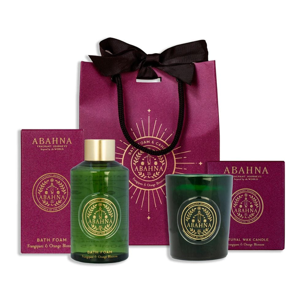 Bath Foam Abahna Bath Foam & Candle Gift Set - Frangipani & Orange Blossom 26256