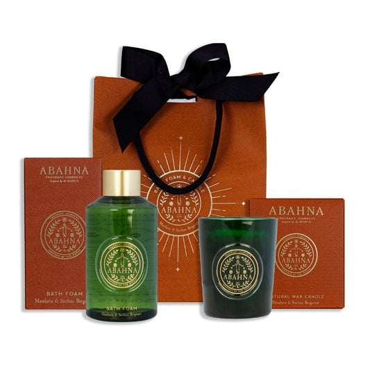 Bath Foam Abahna Bath Foam & Candle Gift Set - Mandarin & Sicilian Bergamont 26257