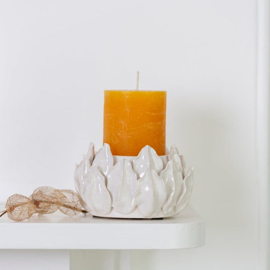 Candles Artichoke Pillar Candle Holder - White 26701