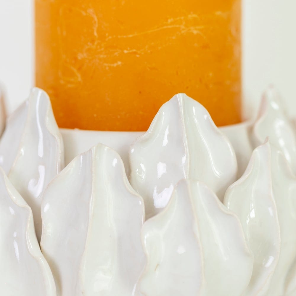 Candles Artichoke Pillar Candle Holder - White 26701