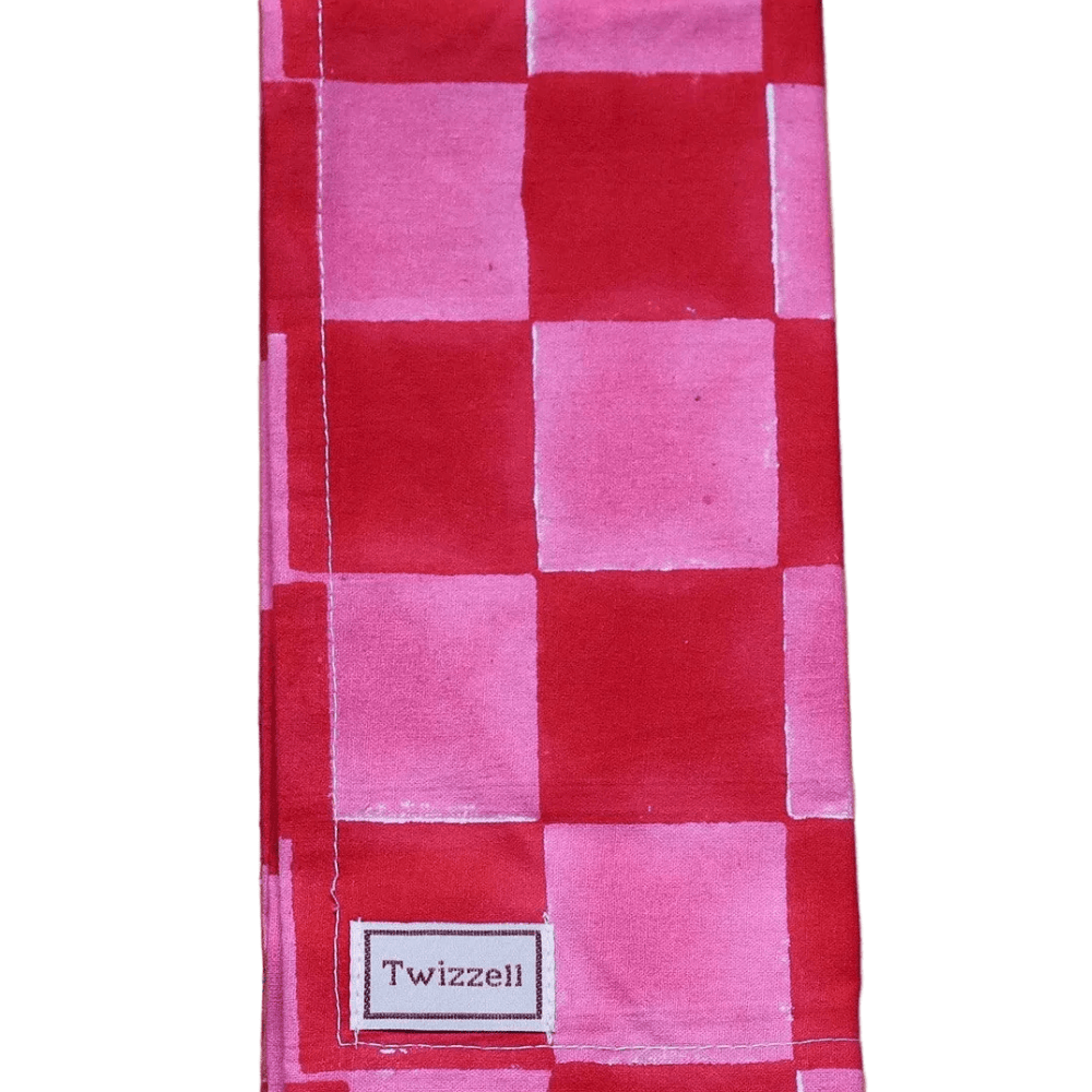 Cloth Blockprint Napkin - Hot Pink & Red Checkerboard 27076