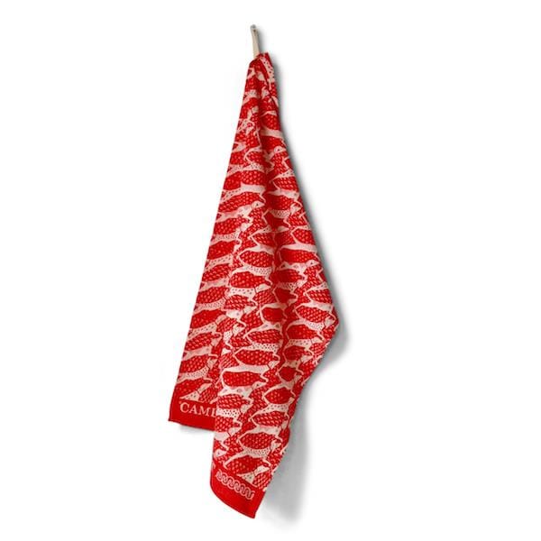 Kitchenalia Cambridge Imprint Tea Towel Dogs Coral 21688