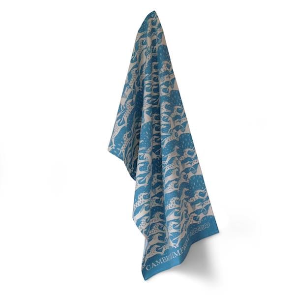 Kitchenalia Cambridge Imprint Tea Towel Horses Turquoise 25977