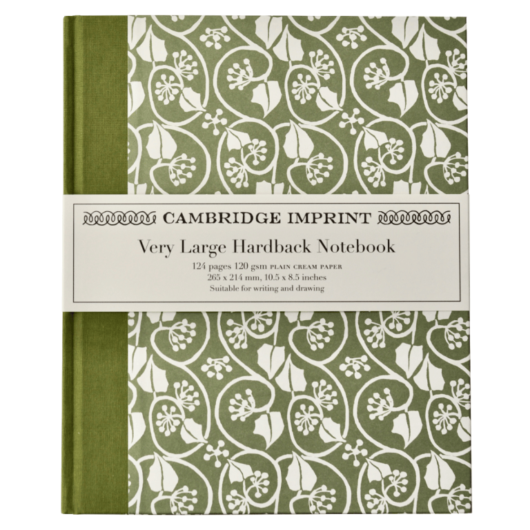 Greetings Cards & Stationery Cambridge Imprint - Very Large Hardback Notebook Ivy Stripe Sage Green 28954