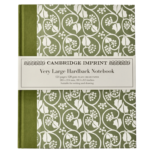 Greetings Cards & Stationery Cambridge Imprint - Very Large Hardback Notebook Ivy Stripe Sage Green 28954