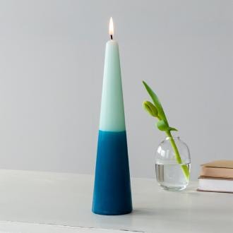 Cone Candle - Cone Dark Blue/Mint Green / Tall 22919