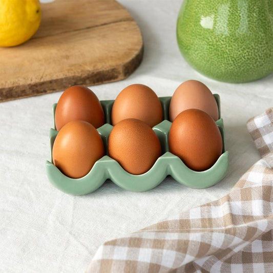 Kitchenalia Ceramic Egg Holder - Green 27581