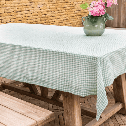Tablecloths Checked Linen Tablecloth - Rosemary